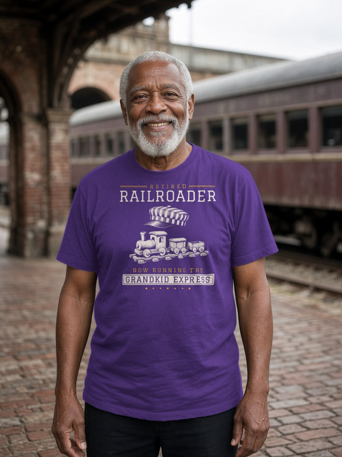 Retired Railroader Grandkid Express Tee - Team Purple