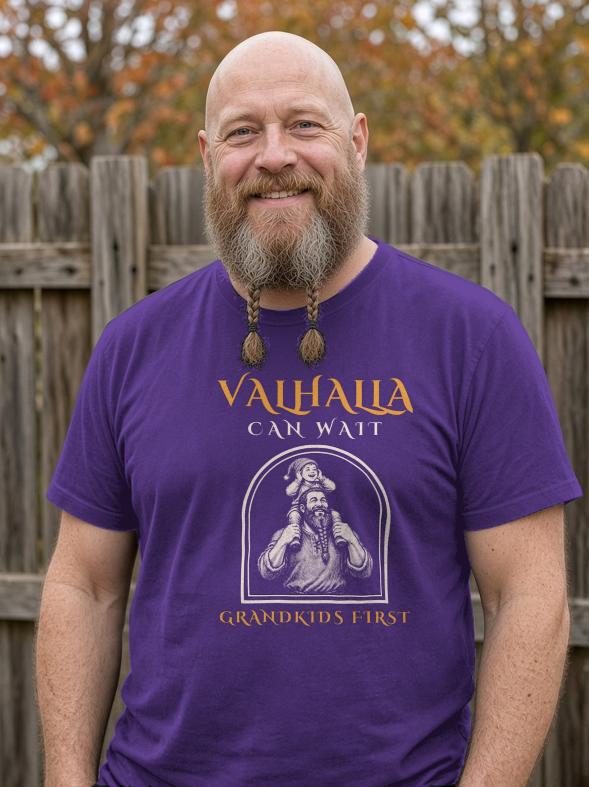 Valhalla Can Wait, Grandkids First Viking Tee - Team Purple