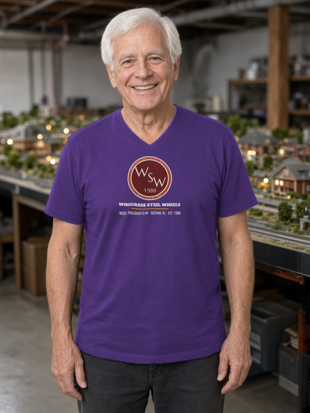 Wiregrass Layout V-Neck Tee - Team Purple