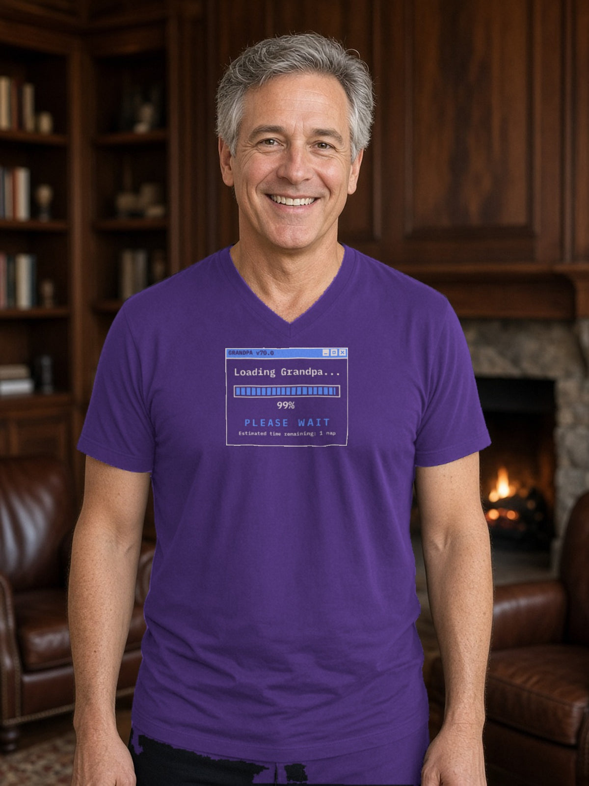 Loading Grandpa 99% V-Neck Tee - Team Purple