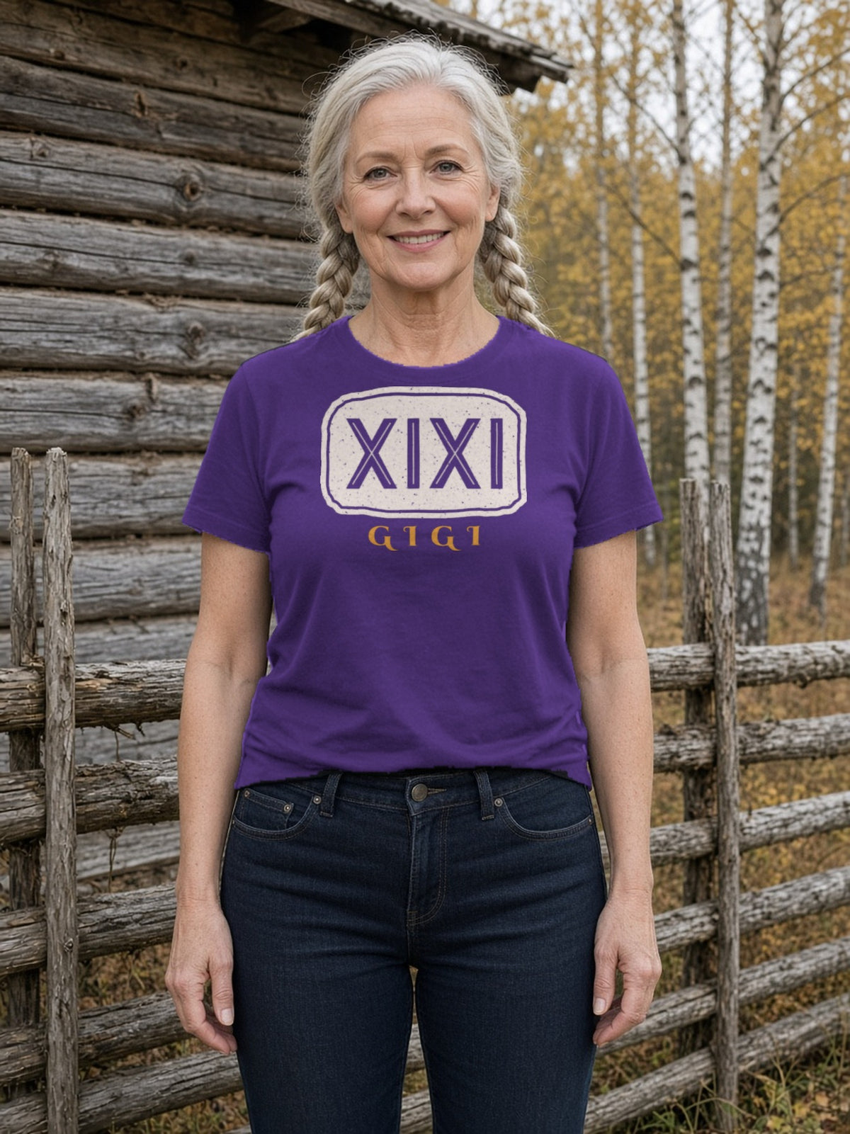 GIGI in Runes Carved Stone Tee - Team Purple