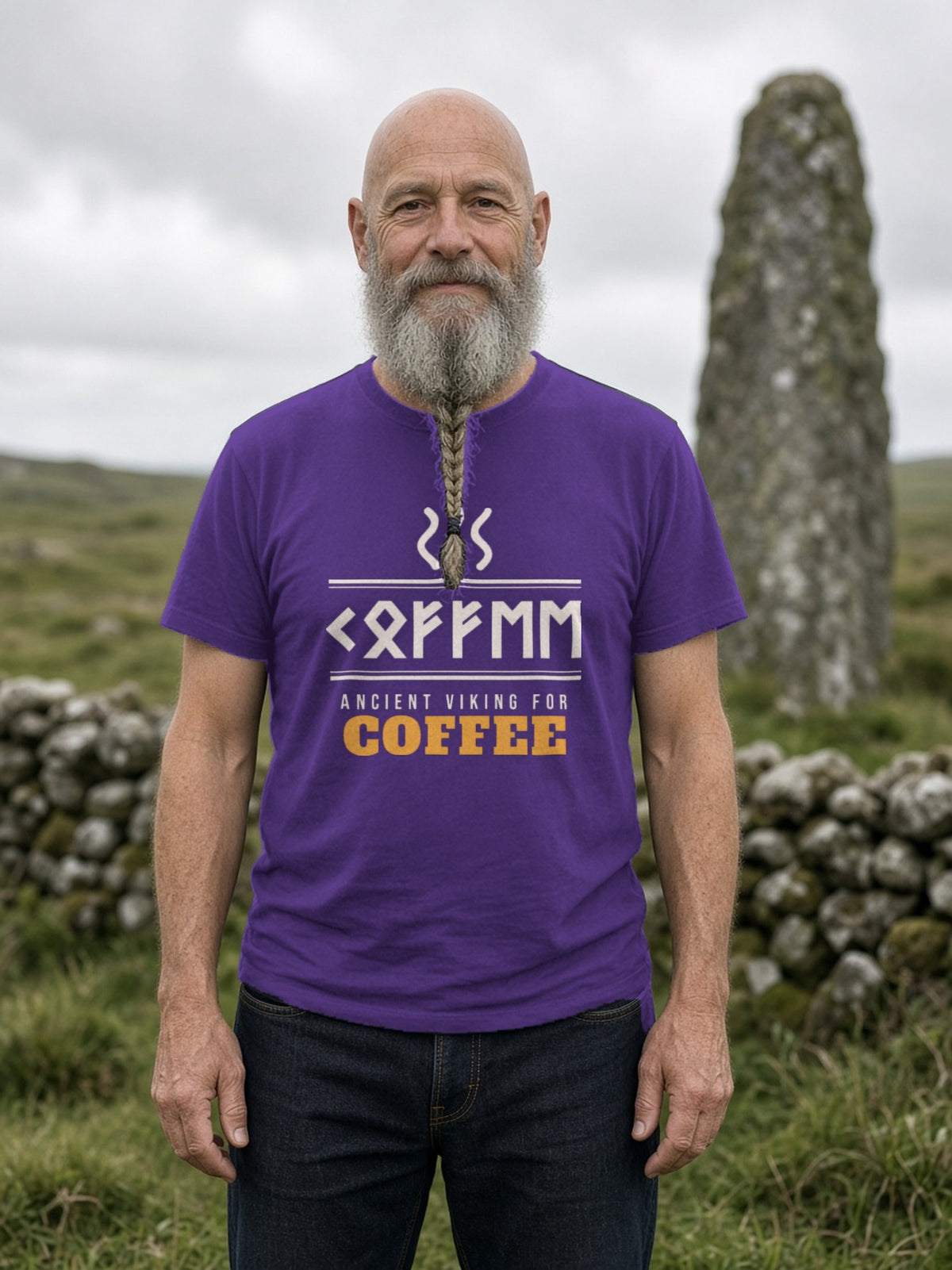Ancient Viking for Coffee Rune Tee - Team Purple