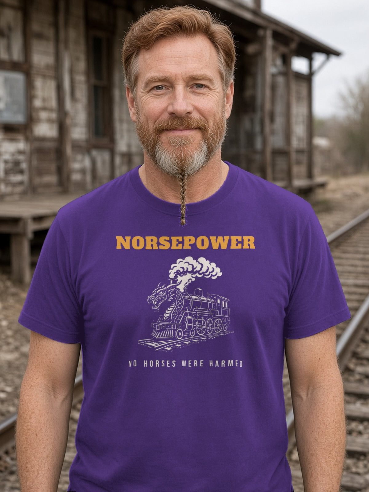 NORSEPOWER Dragon Steam Locomotive Tee - Team Purple