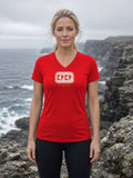 PAPA in Runes Carved Stone Women's V-Neck Tee (Polyester) - True Red