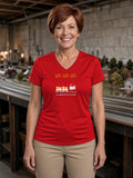 HO HO HO Model Railroad Women's V-Neck Tee (Polyester) - True Red