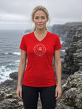 Longship Lines Railroad Herald Women's V-Neck Tee (Polyester) - True Red