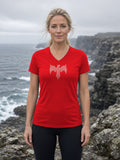 Knotwork Raven Norse Art Women's V-Neck Tee (Polyester) - True Red