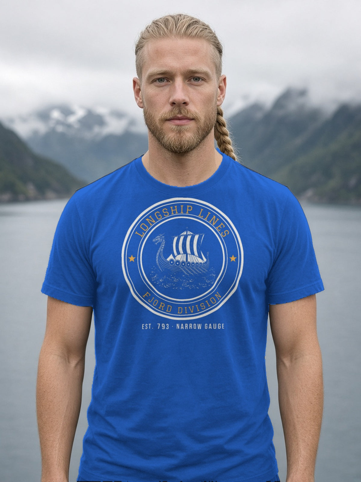 Longship Lines Railroad Herald Tee - True Royal