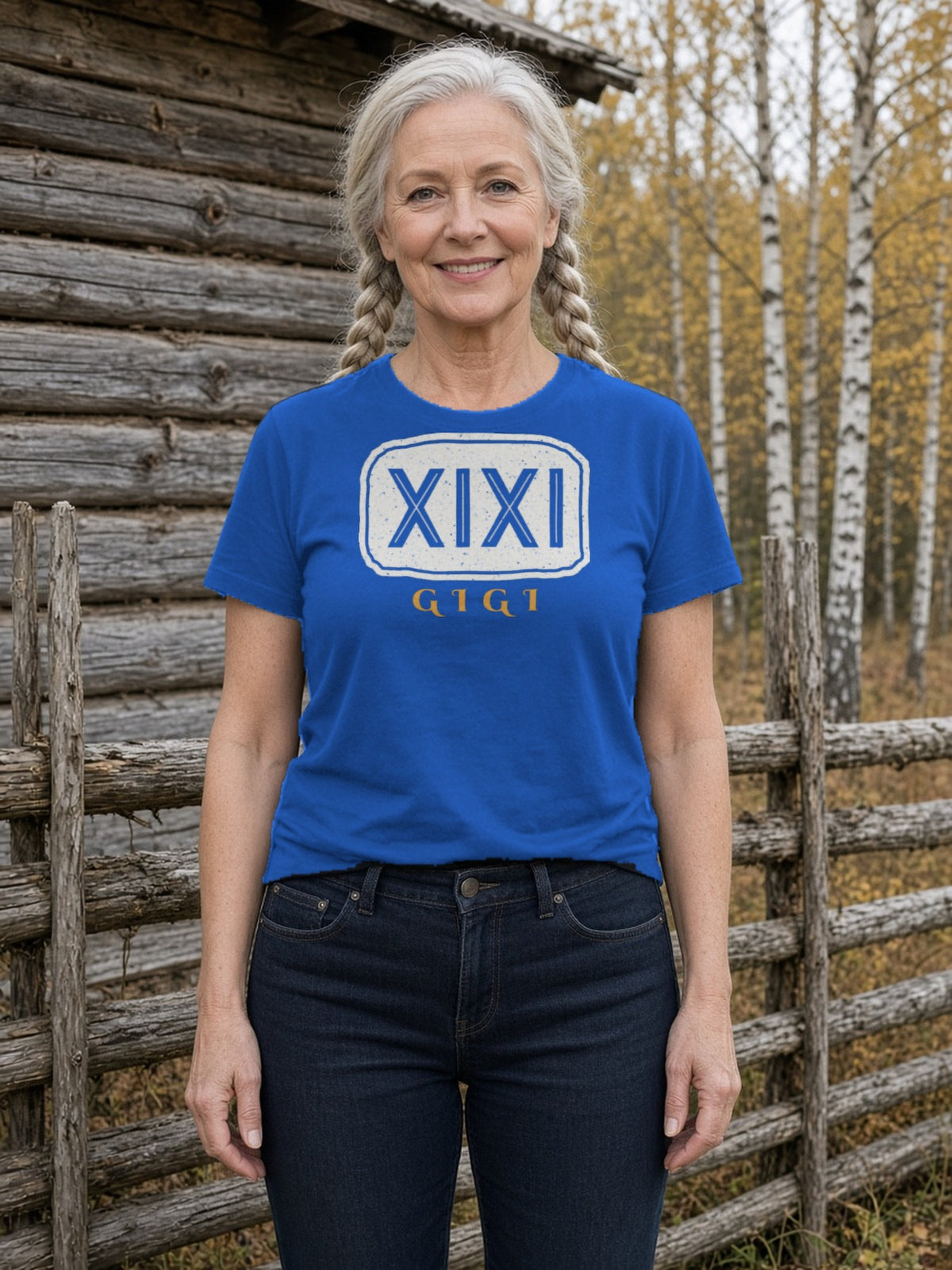 GIGI in Runes Carved Stone Tee - True Royal