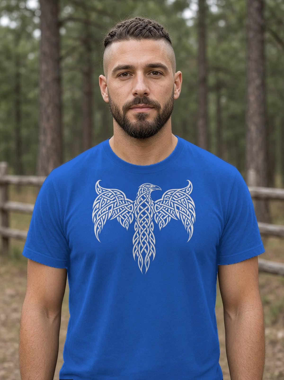 Knotwork Raven Norse Art Tee - True Royal