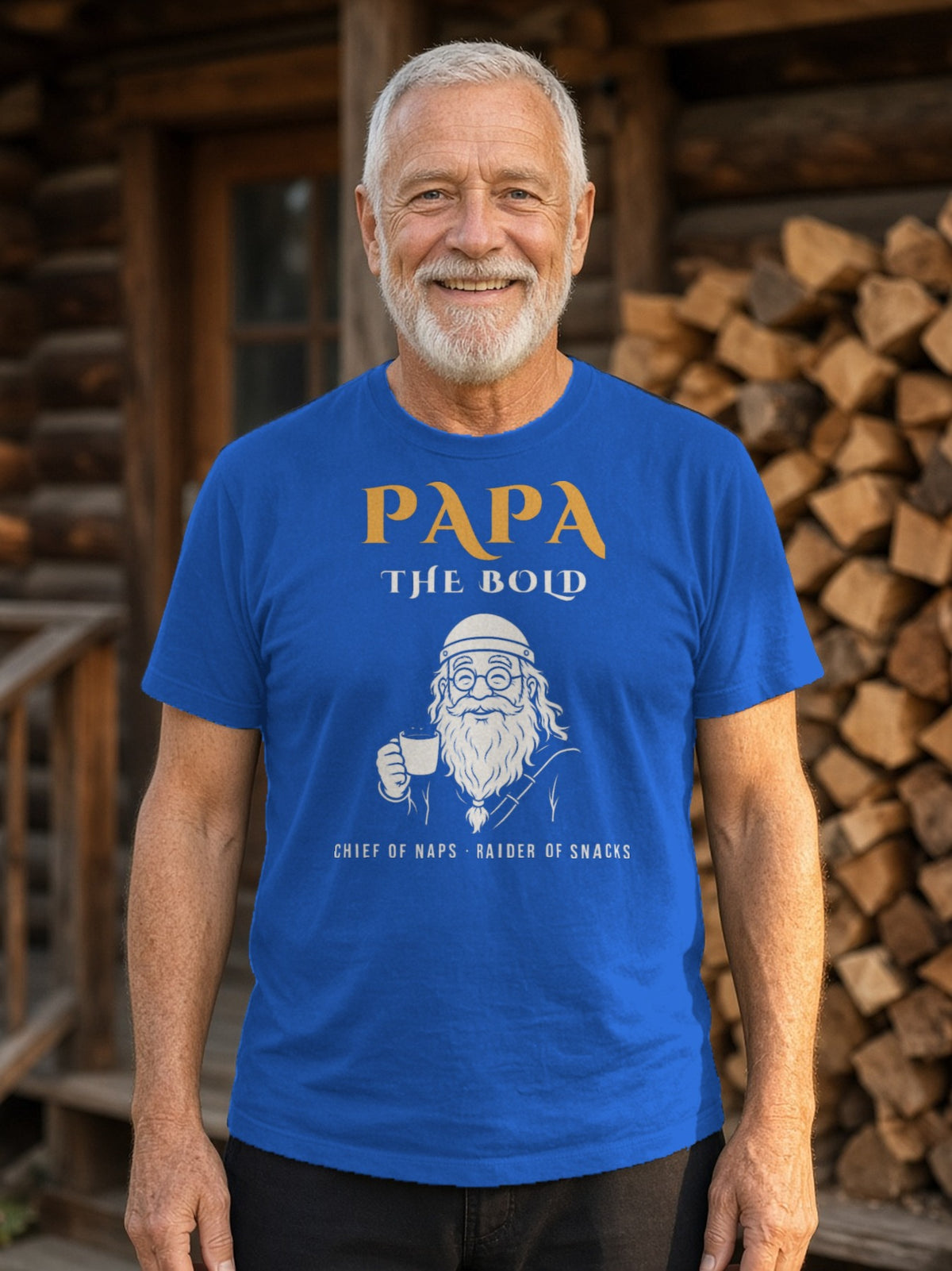 Papa the Bold Viking Grandpa Tee - True Royal