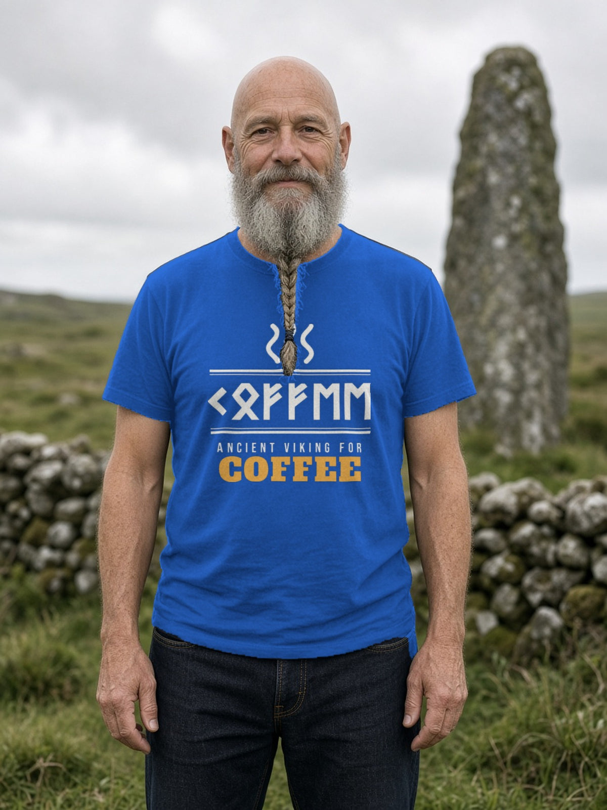 Ancient Viking for Coffee Rune Tee - True Royal