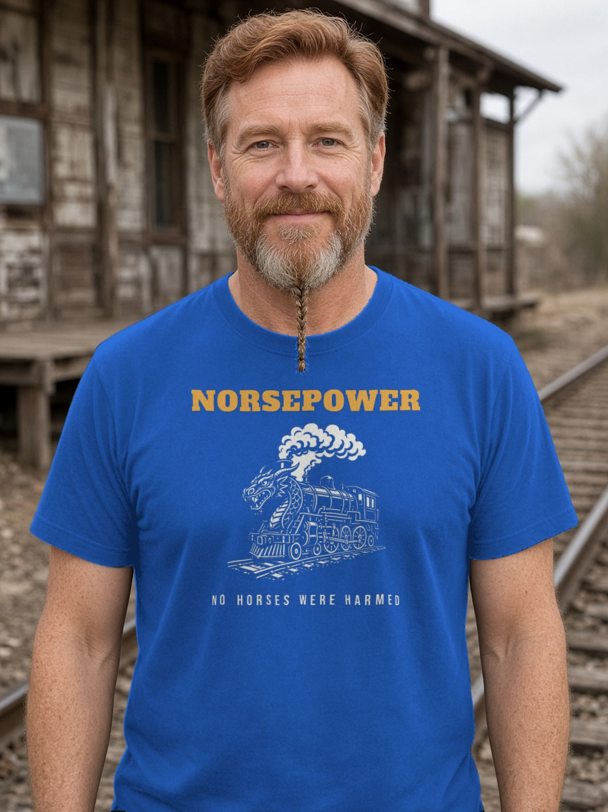 NORSEPOWER Dragon Steam Locomotive Tee - True Royal