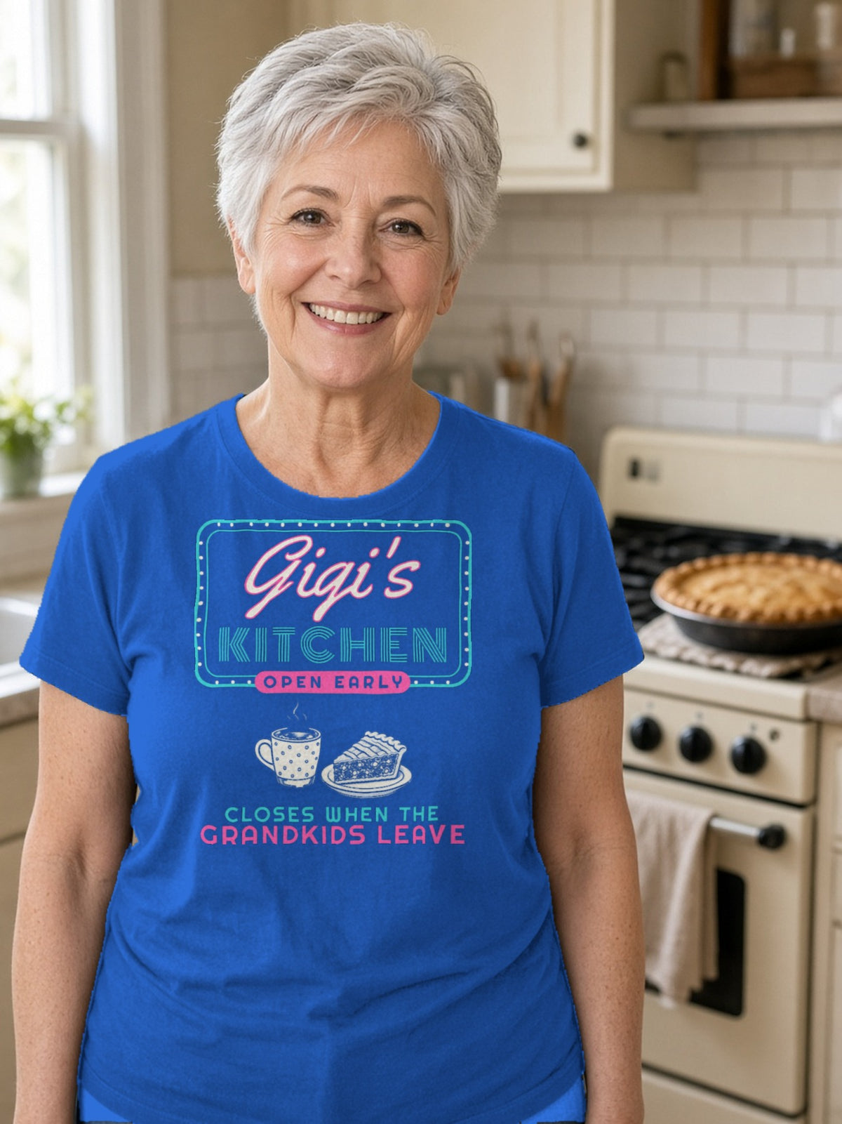 Gigi's Kitchen Retro Diner Sign Tee - True Royal