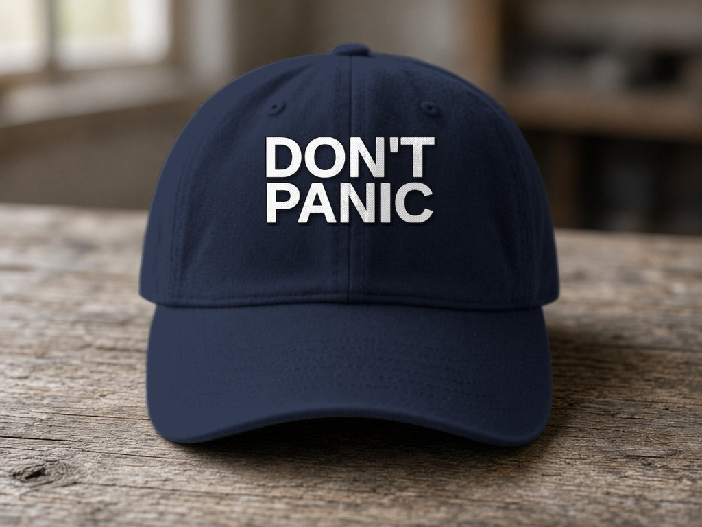 DON'T PANIC Dad Hat – Dark Navy
