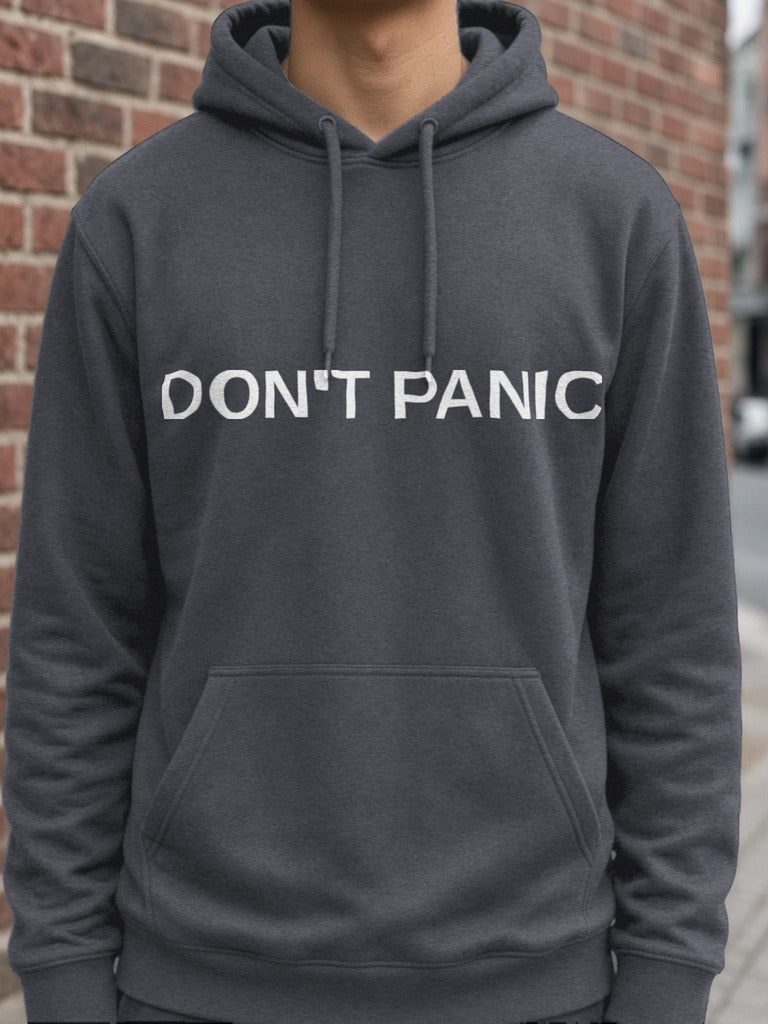 DON'T PANIC Hoodie – Dark Heather