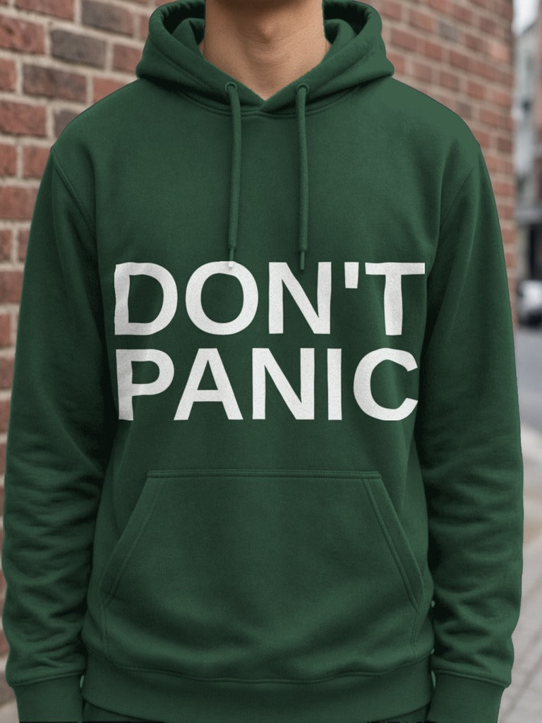 DON'T PANIC Big Text Hoodie – Forest Green