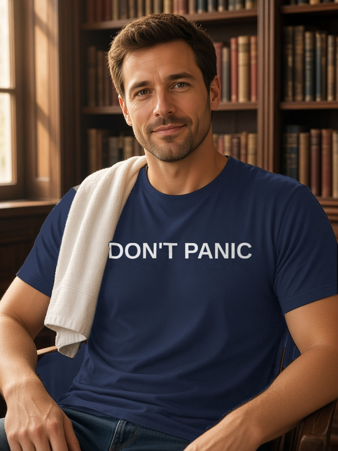 DON'T PANIC Tee – Navy
