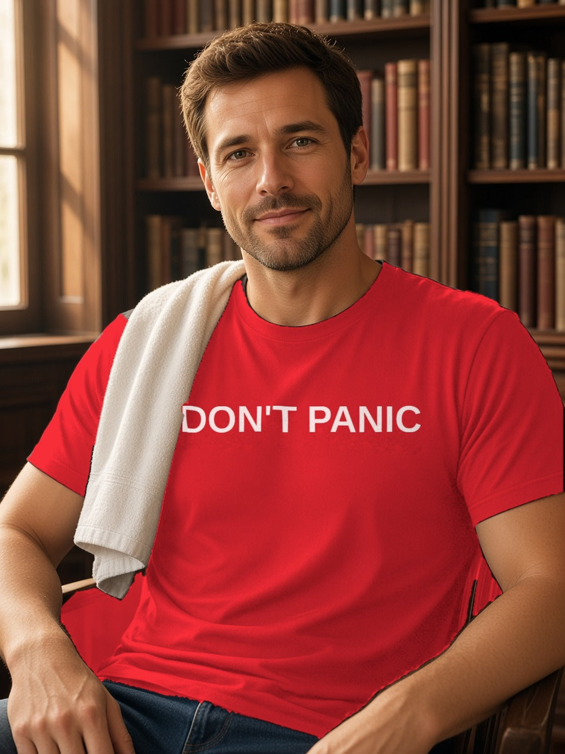 DON'T PANIC Tee (Polyester) – True Red