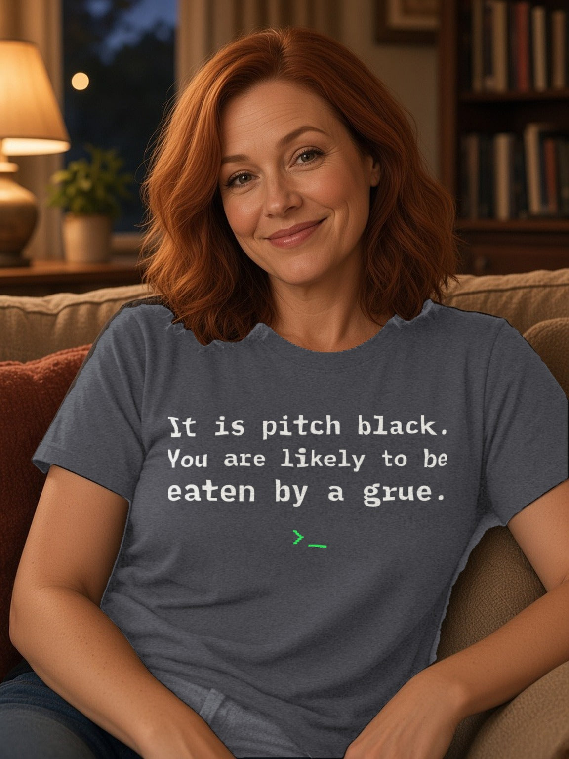 Eaten by a Grue Tee – Dark Grey Heather