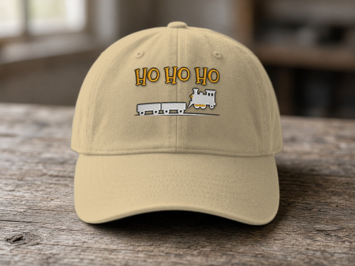 HO HO HO Model Railroad Dad Hat – Khaki