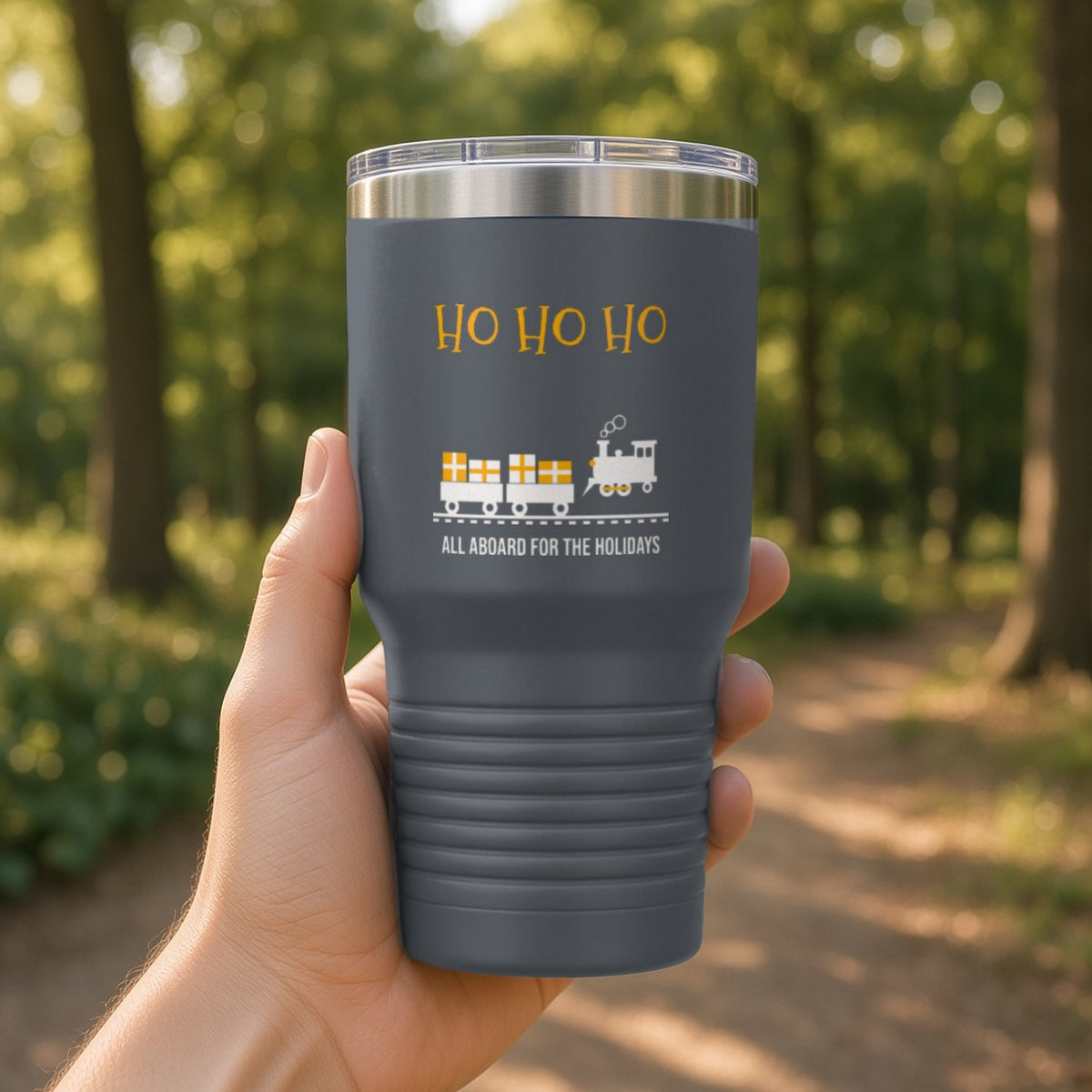 HO HO HO Model Railroad Insulated Tumbler 30oz – Dark Gray