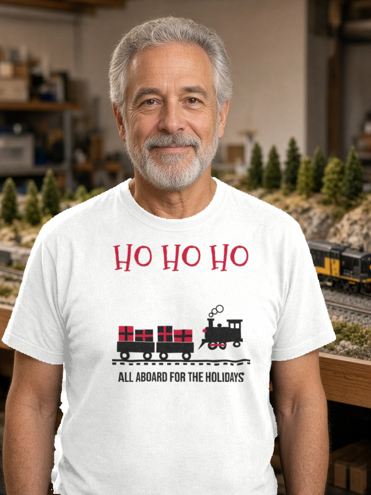 HO HO HO Model Railroad – White