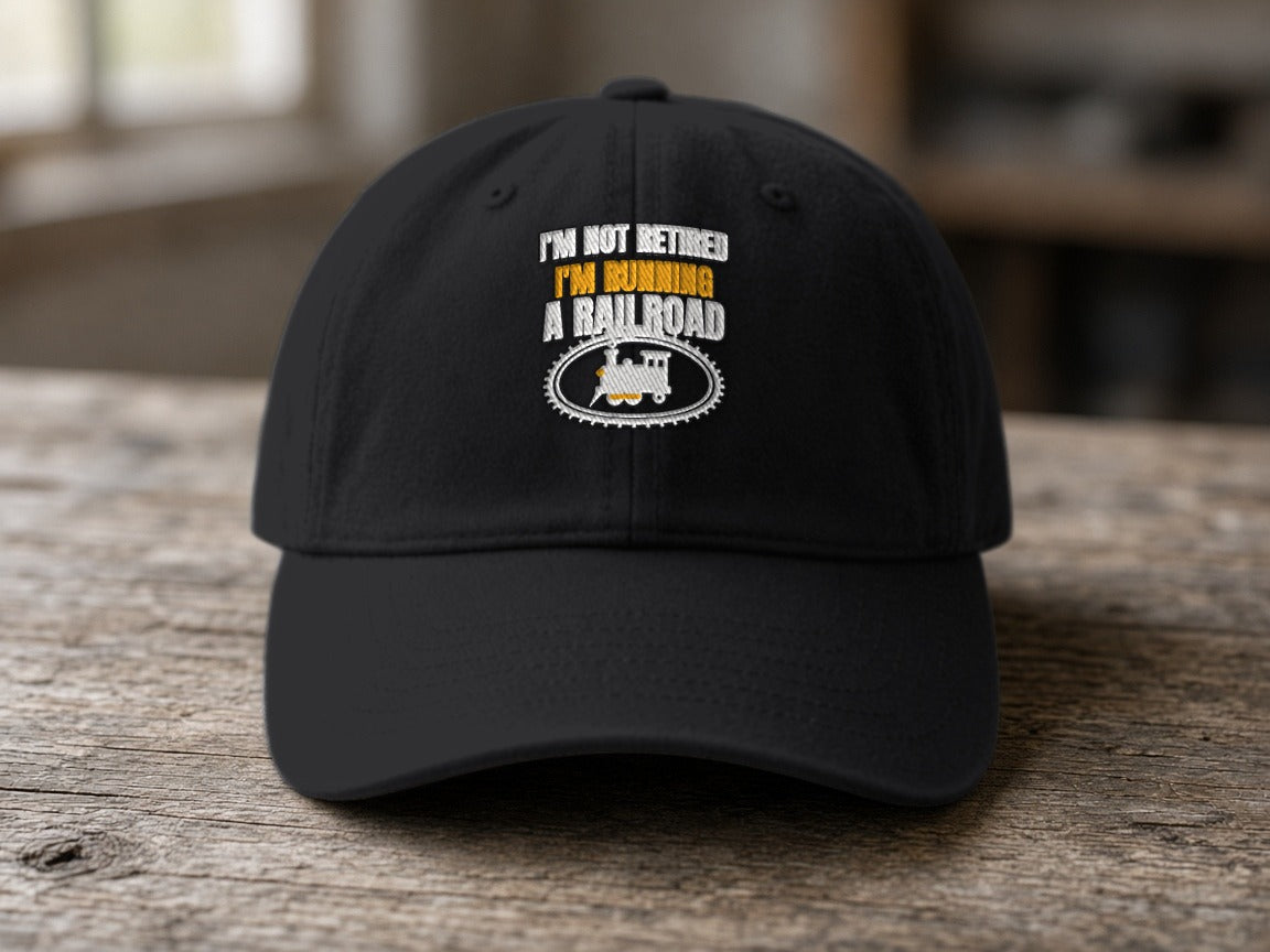 Not Retired Just Model Railroading Full Time Dad Hat – Black