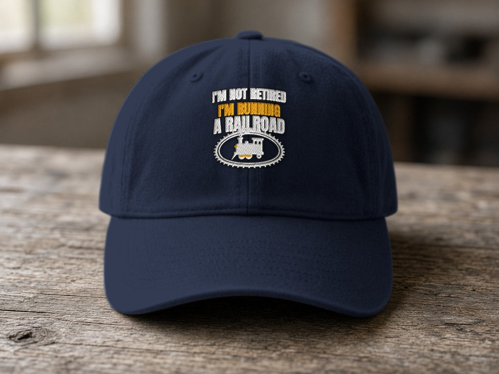 Not Retired Just Model Railroading Full Time Dad Hat – Dark Navy