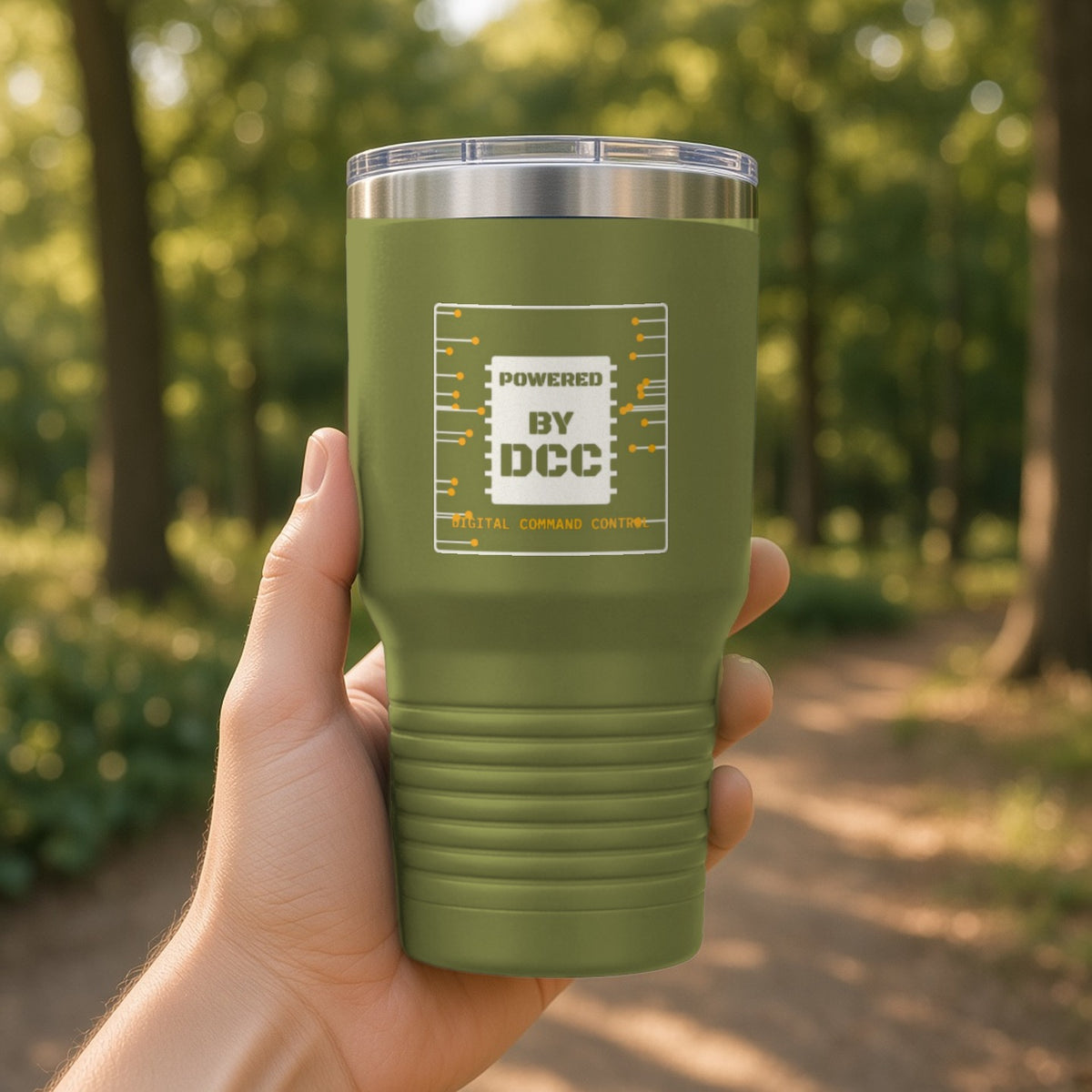Powered By DCC Insulated Tumbler 30oz – Olive Green