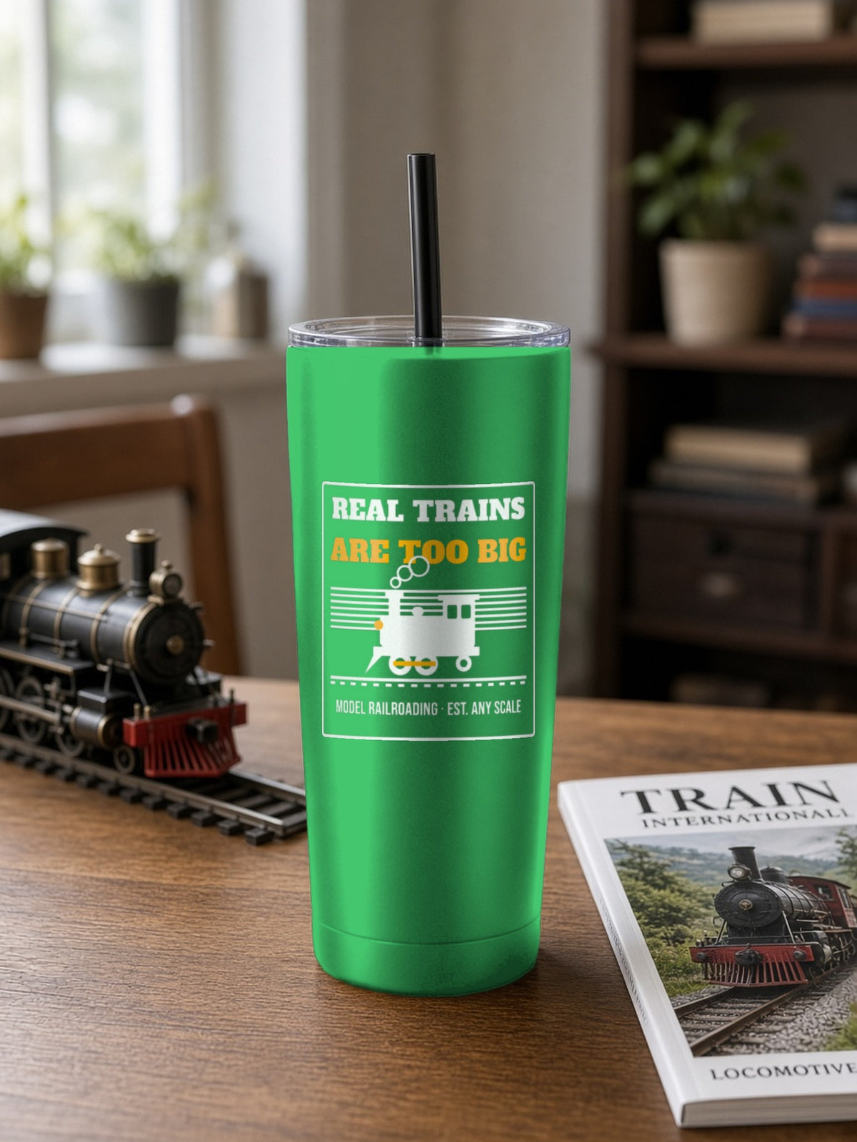 Real Trains Were Too Big Insulated Tumbler 20oz – Green