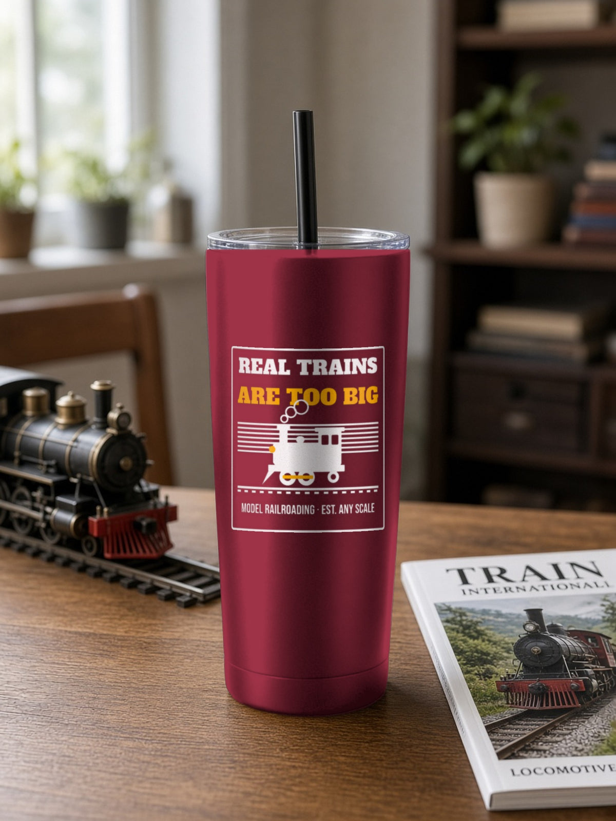 Real Trains Were Too Big Insulated Tumbler 20oz – Maroon