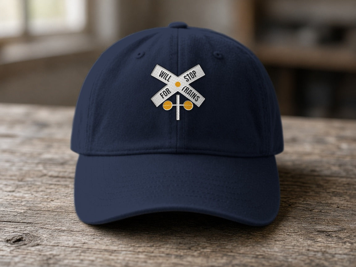 Will Stop For Trains Dad Hat – Dark Navy