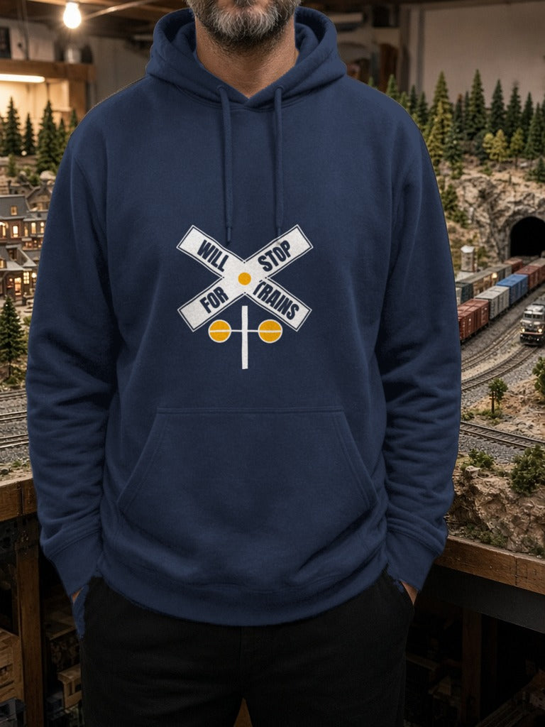 Will Stop For Trains Hoodie – Navy