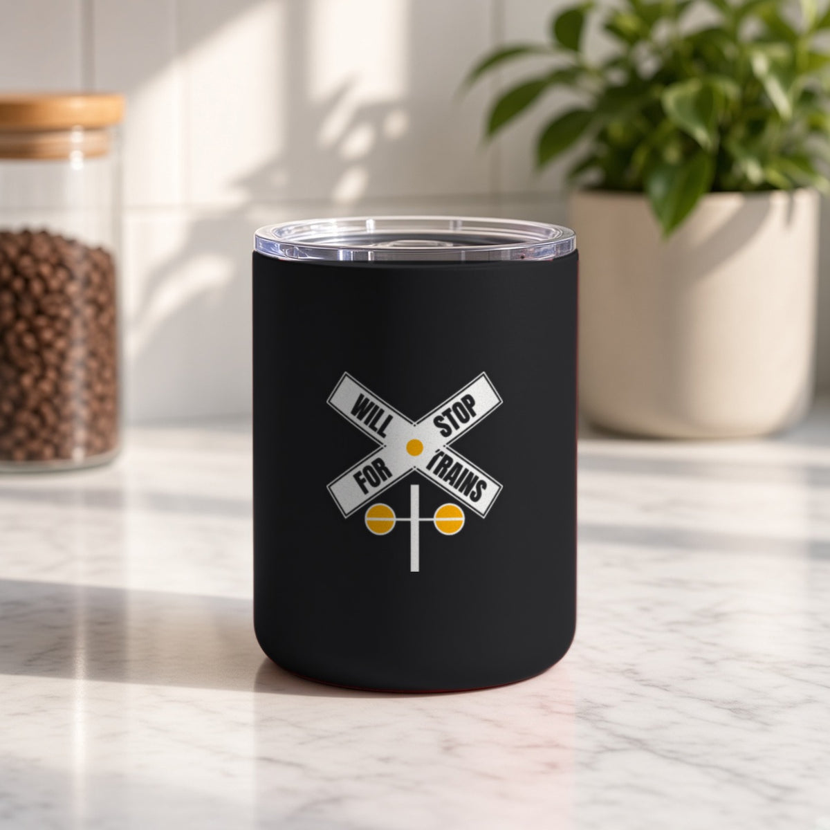 Will Stop For Trains Insulated Tumbler 10oz – Black