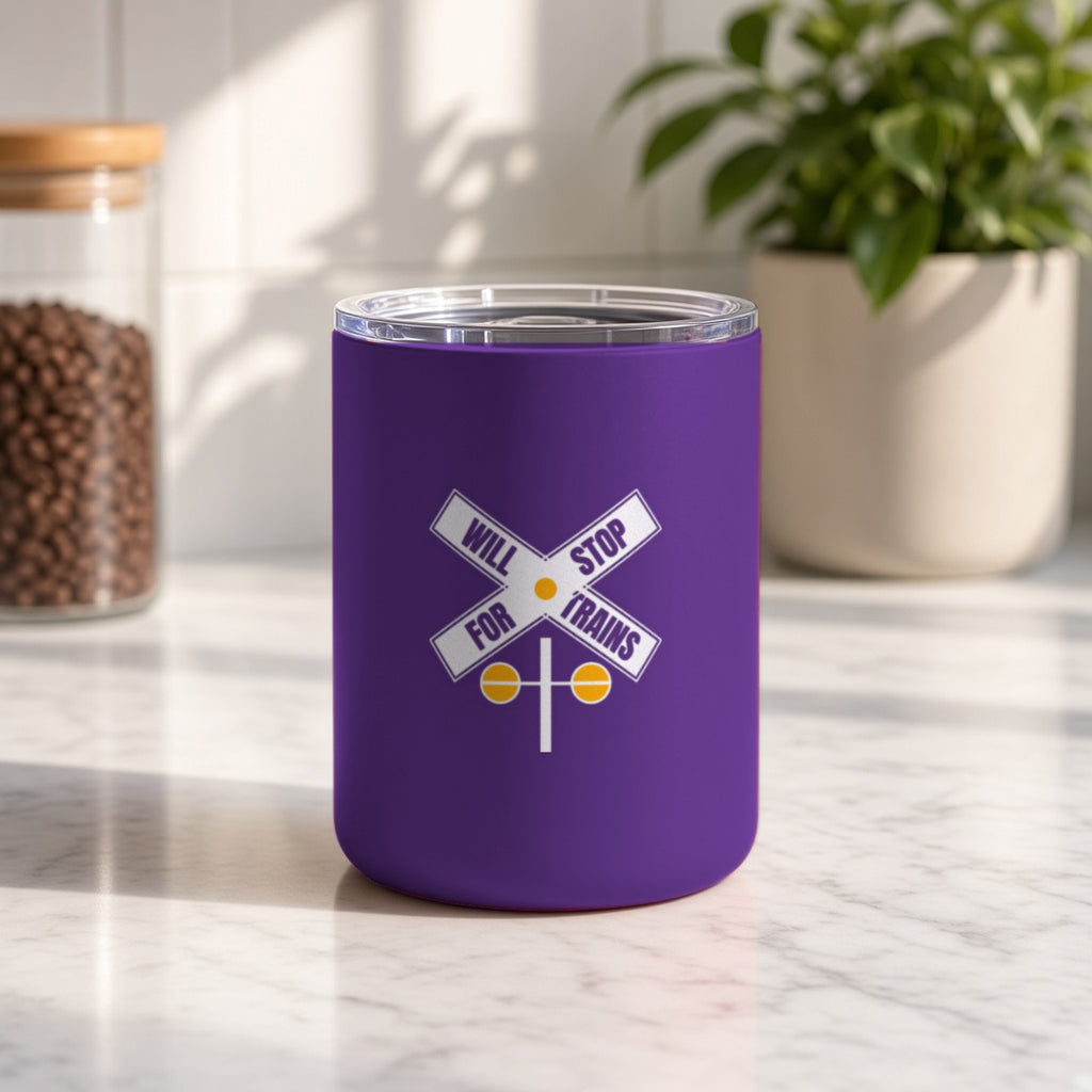 Will Stop For Trains Insulated Tumbler 10oz – Dark Purple