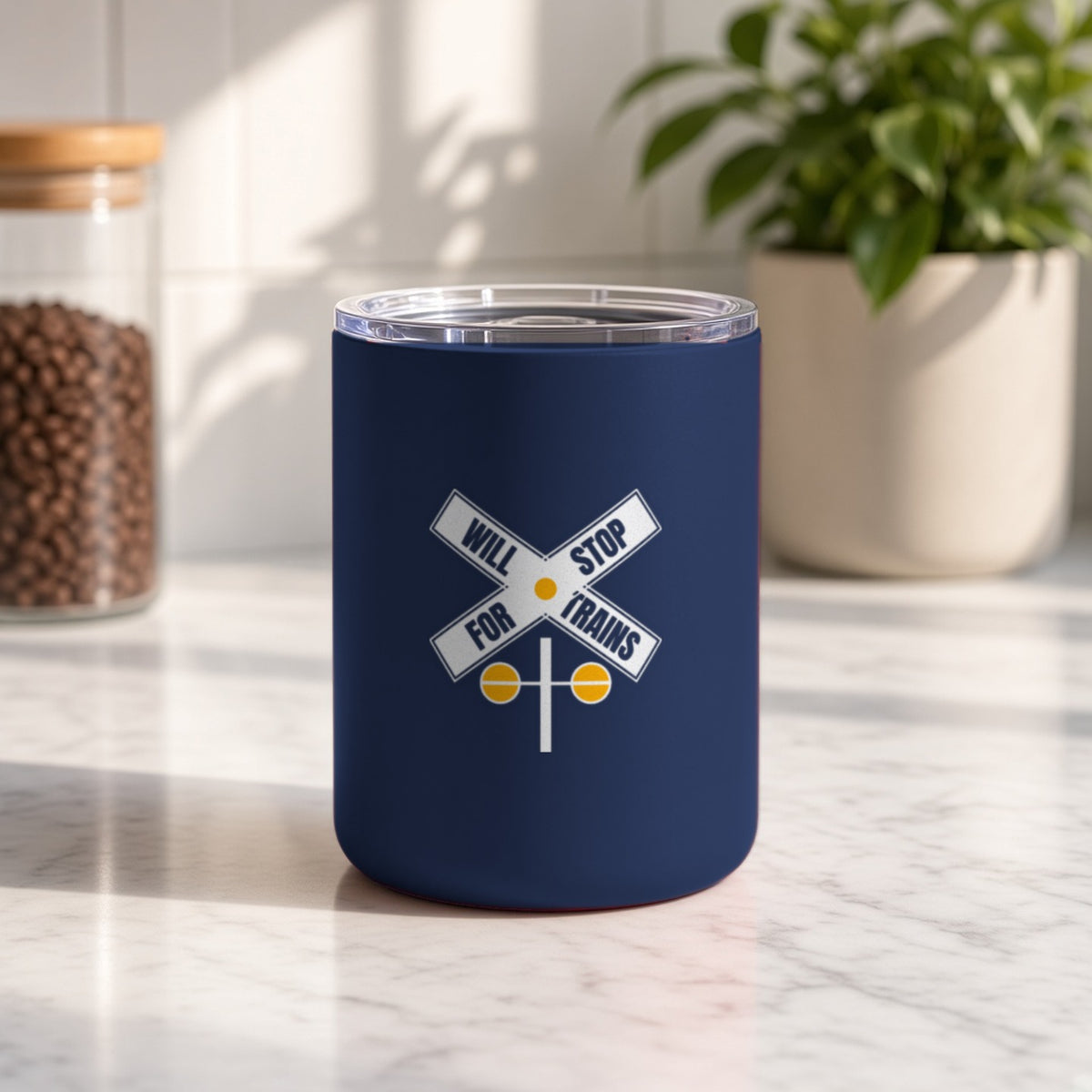 Will Stop For Trains Insulated Tumbler 10oz – Navy
