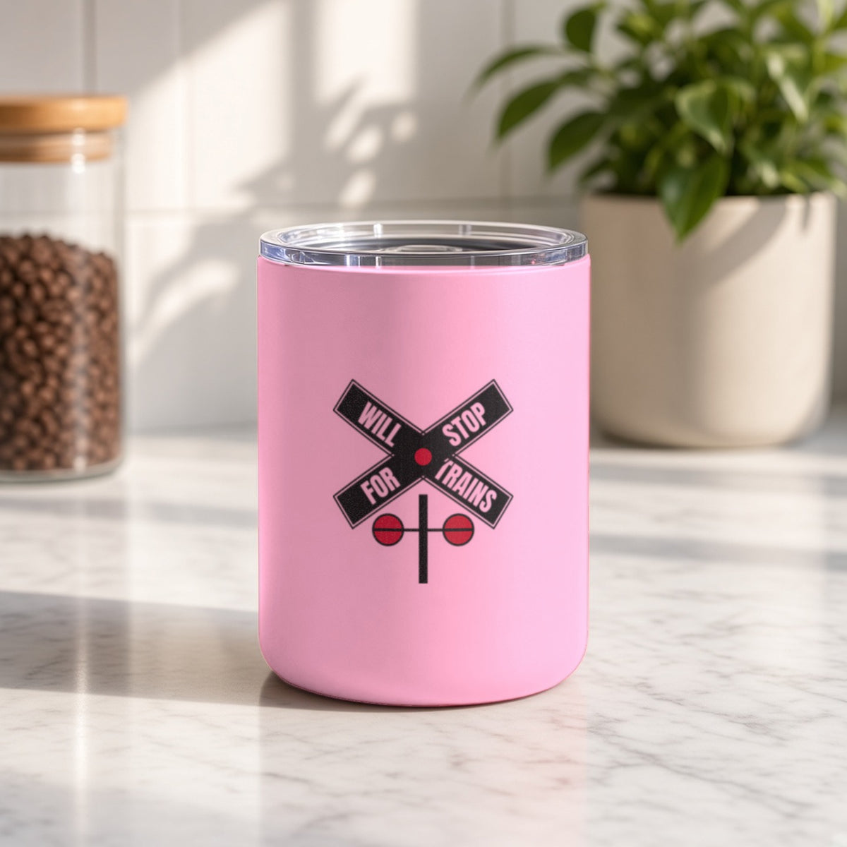 Will Stop For Trains Insulated Tumbler 10oz – Pink