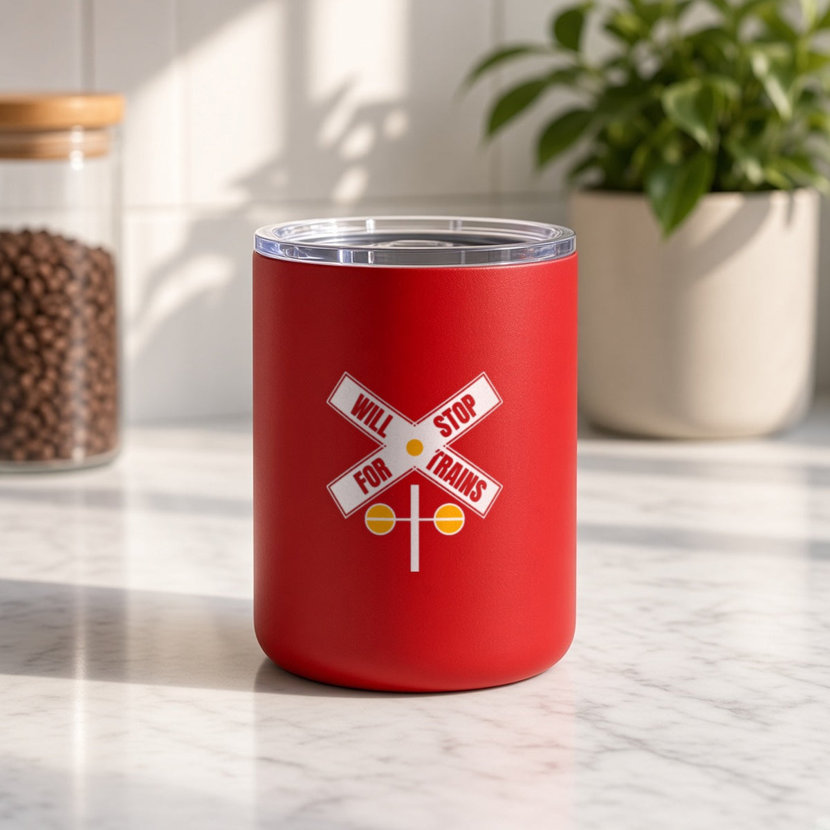 Will Stop For Trains Insulated Tumbler 10oz – Red