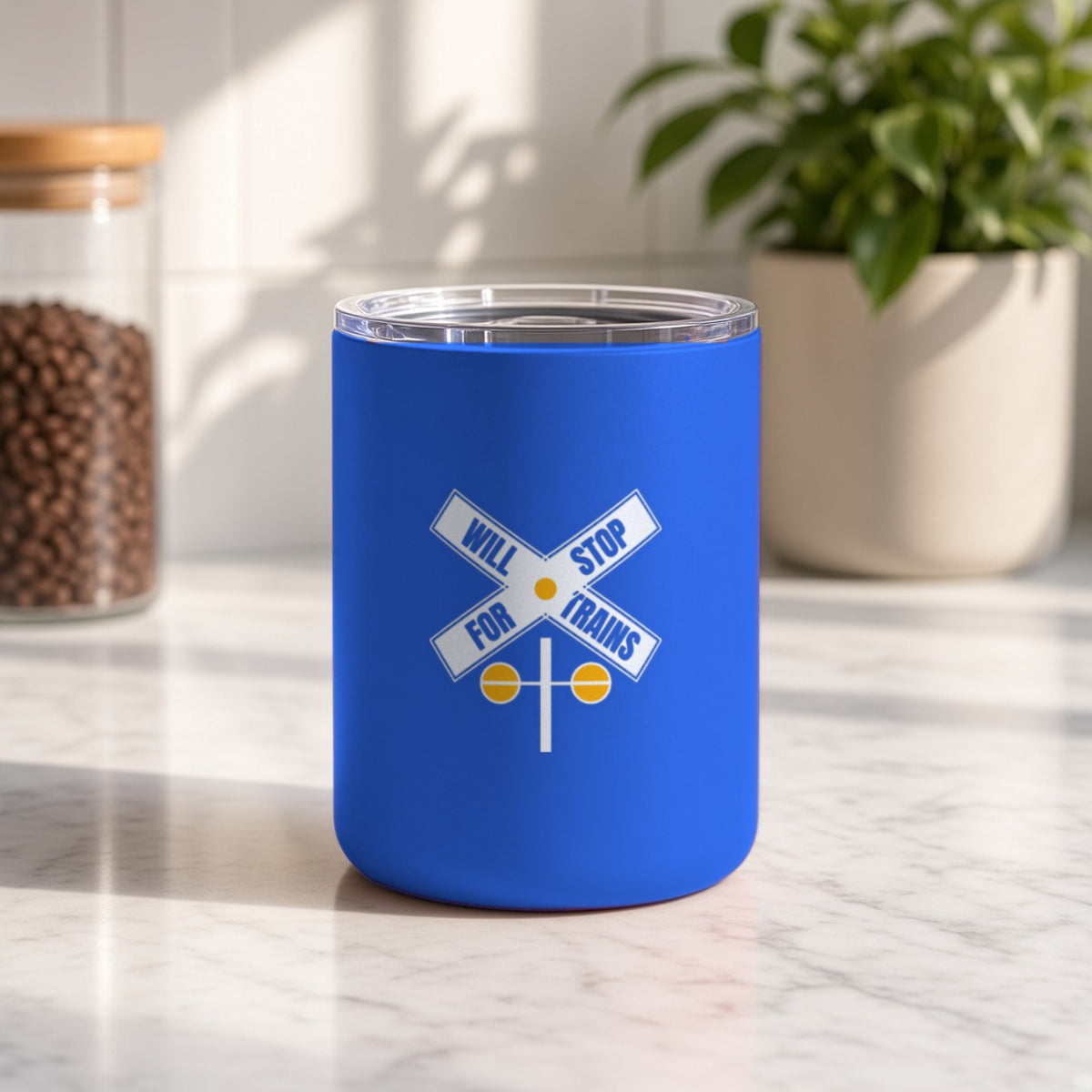Will Stop For Trains Insulated Tumbler 10oz – Royal Blue