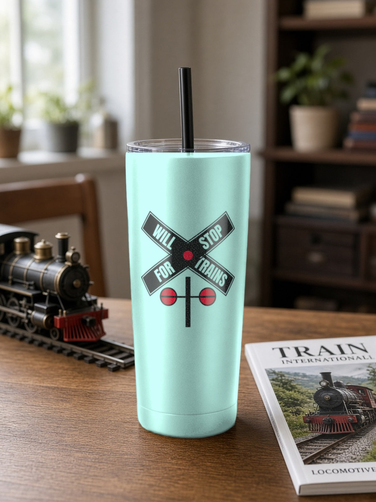 Will Stop For Trains Insulated Tumbler 20oz – Teal