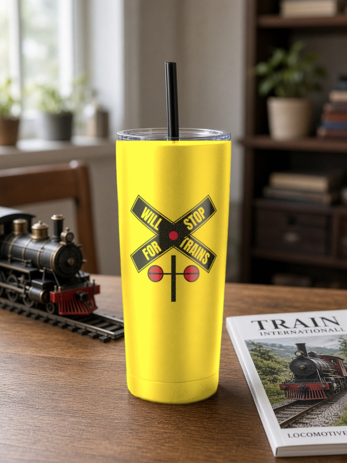Will Stop For Trains Insulated Tumbler 20oz – Yellow