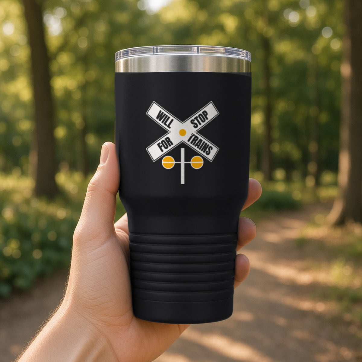 Will Stop For Trains Insulated Tumbler 30oz – Black