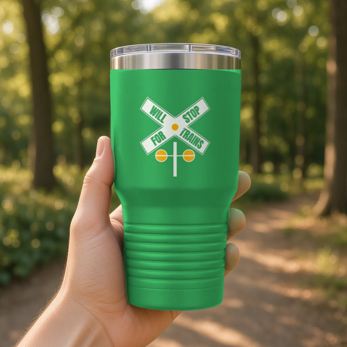 Will Stop For Trains Insulated Tumbler 30oz – Green