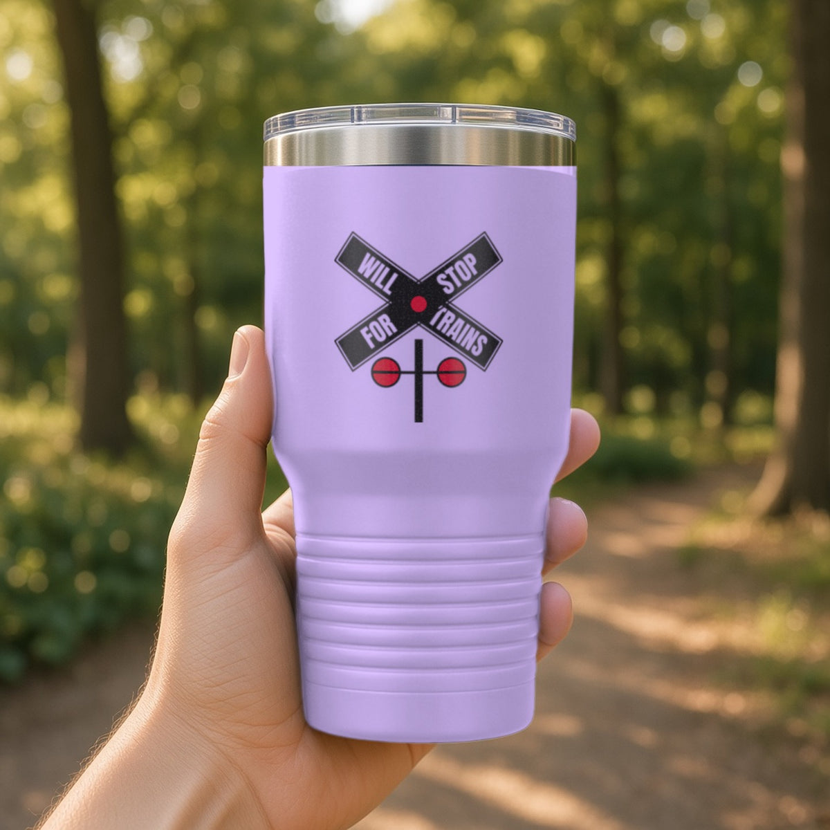 Will Stop For Trains Insulated Tumbler 30oz – Light Purple