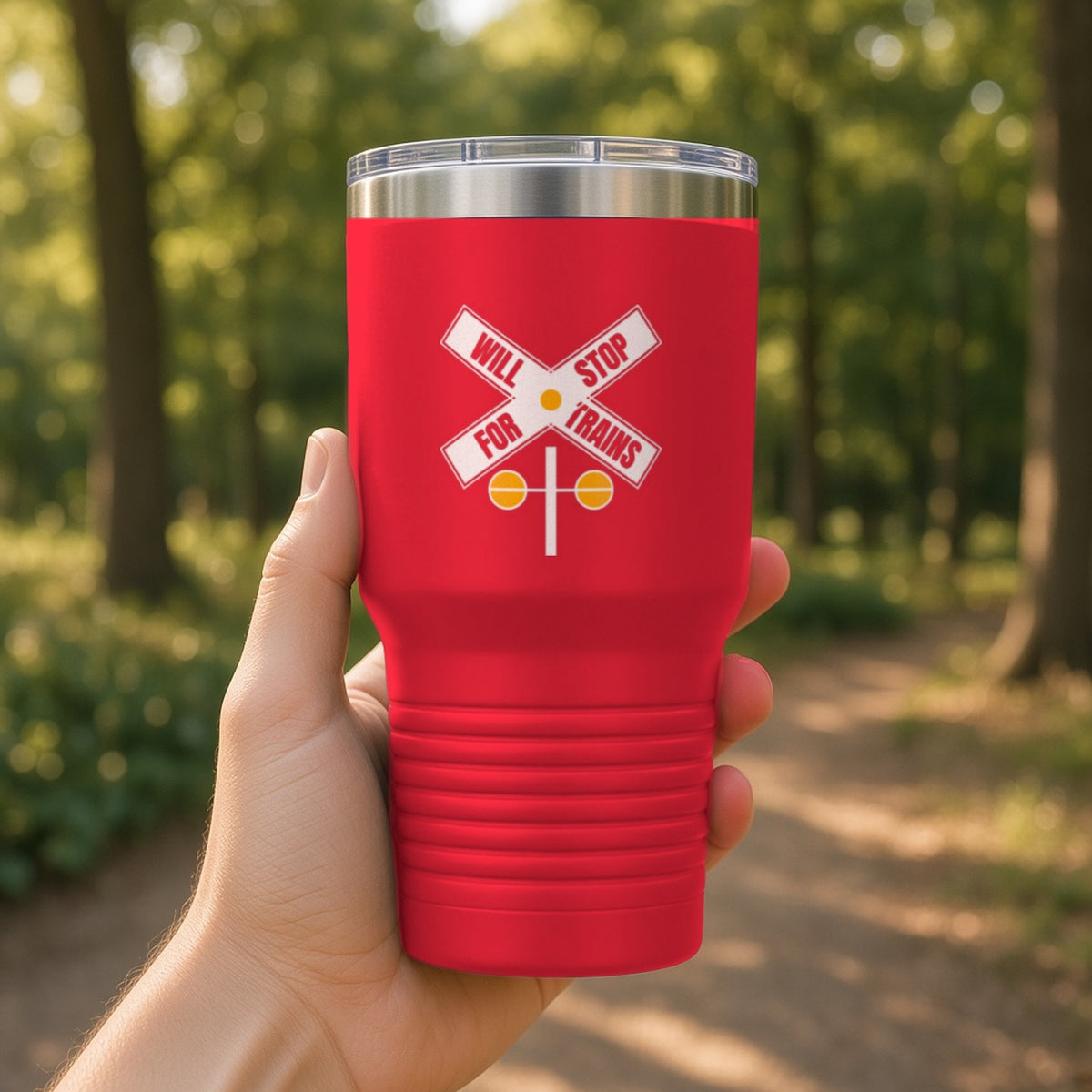 Will Stop For Trains Insulated Tumbler 30oz – Red
