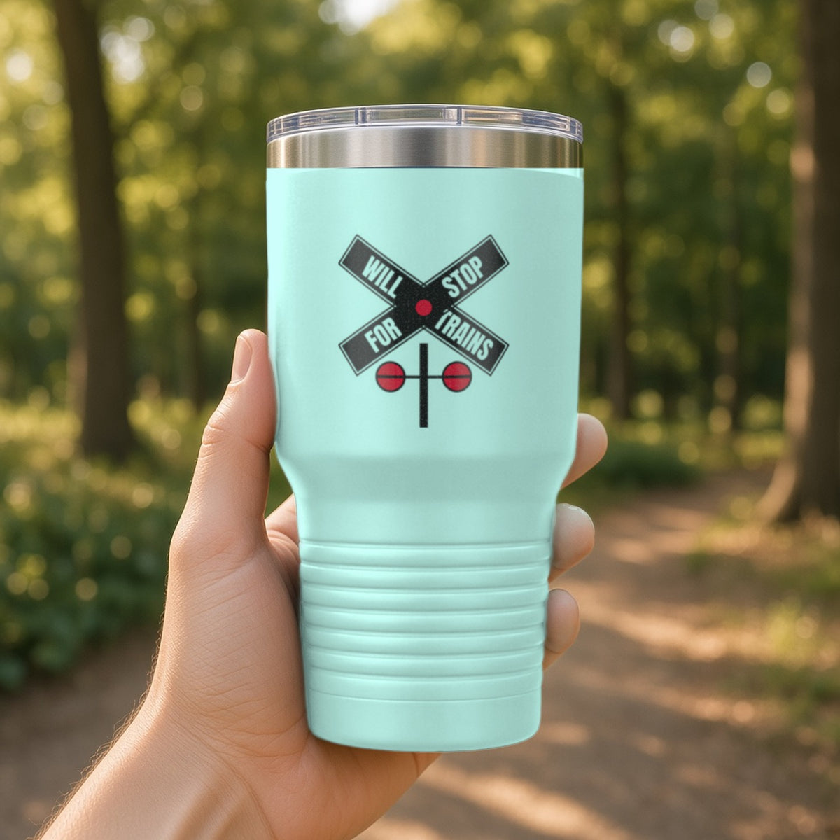 Will Stop For Trains Insulated Tumbler 30oz – Teal