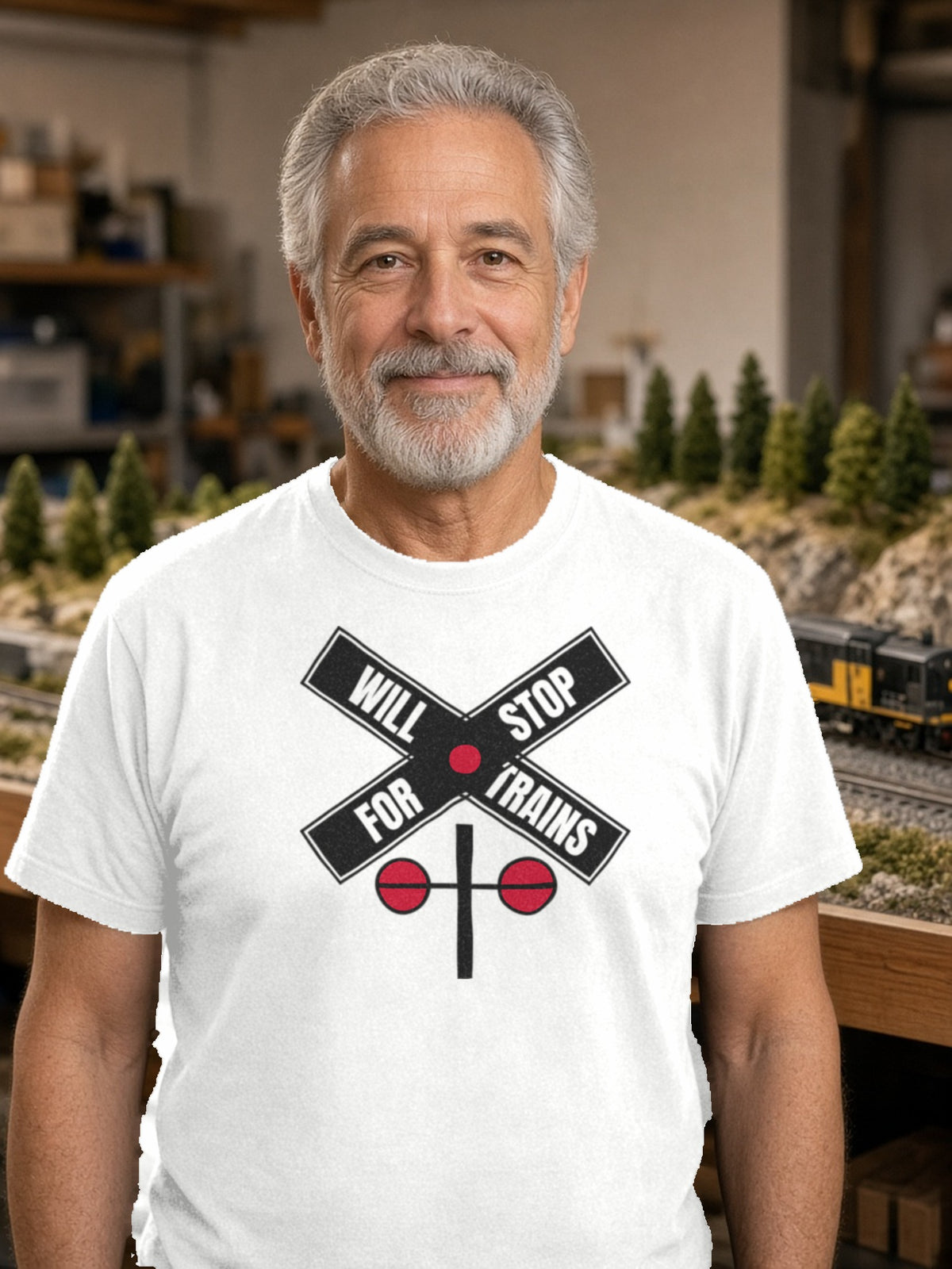 Will Stop For Trains – White