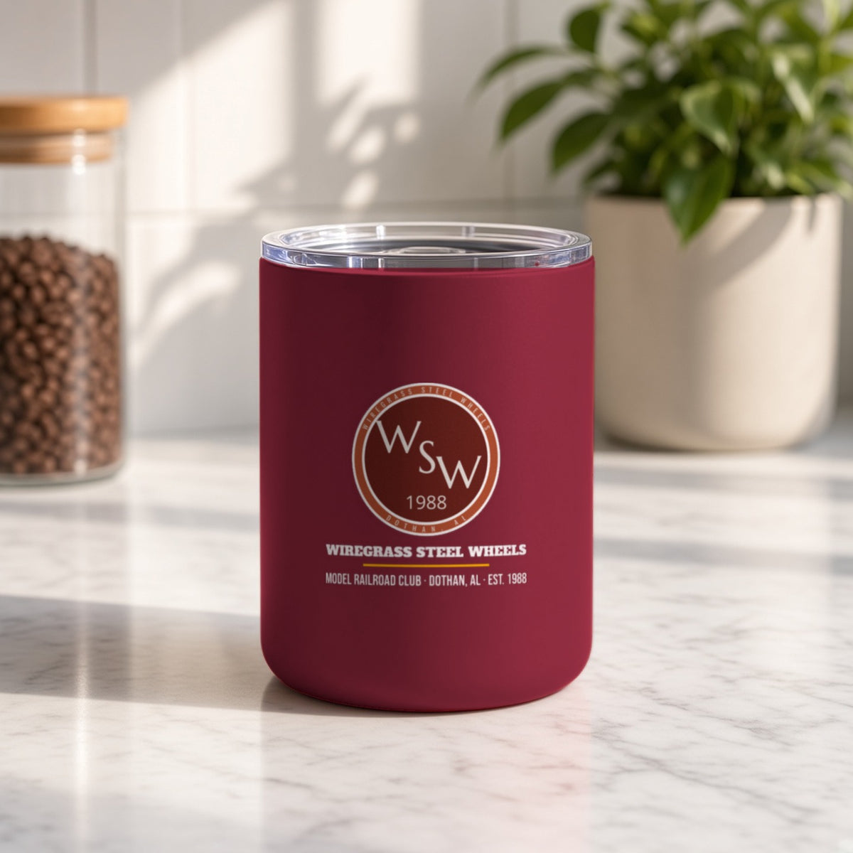 Wiregrass Layout Insulated Tumbler 10oz – Maroon