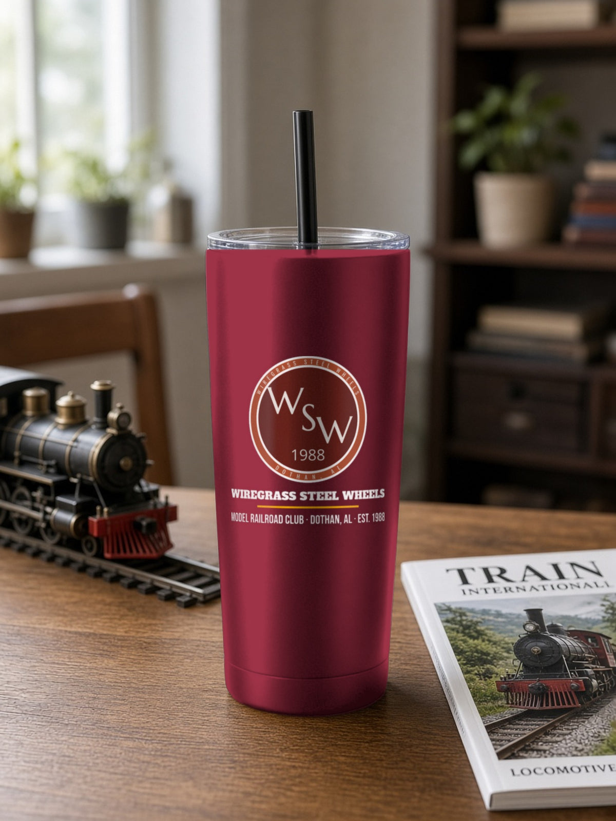 Wiregrass Layout Insulated Tumbler 20oz – Maroon